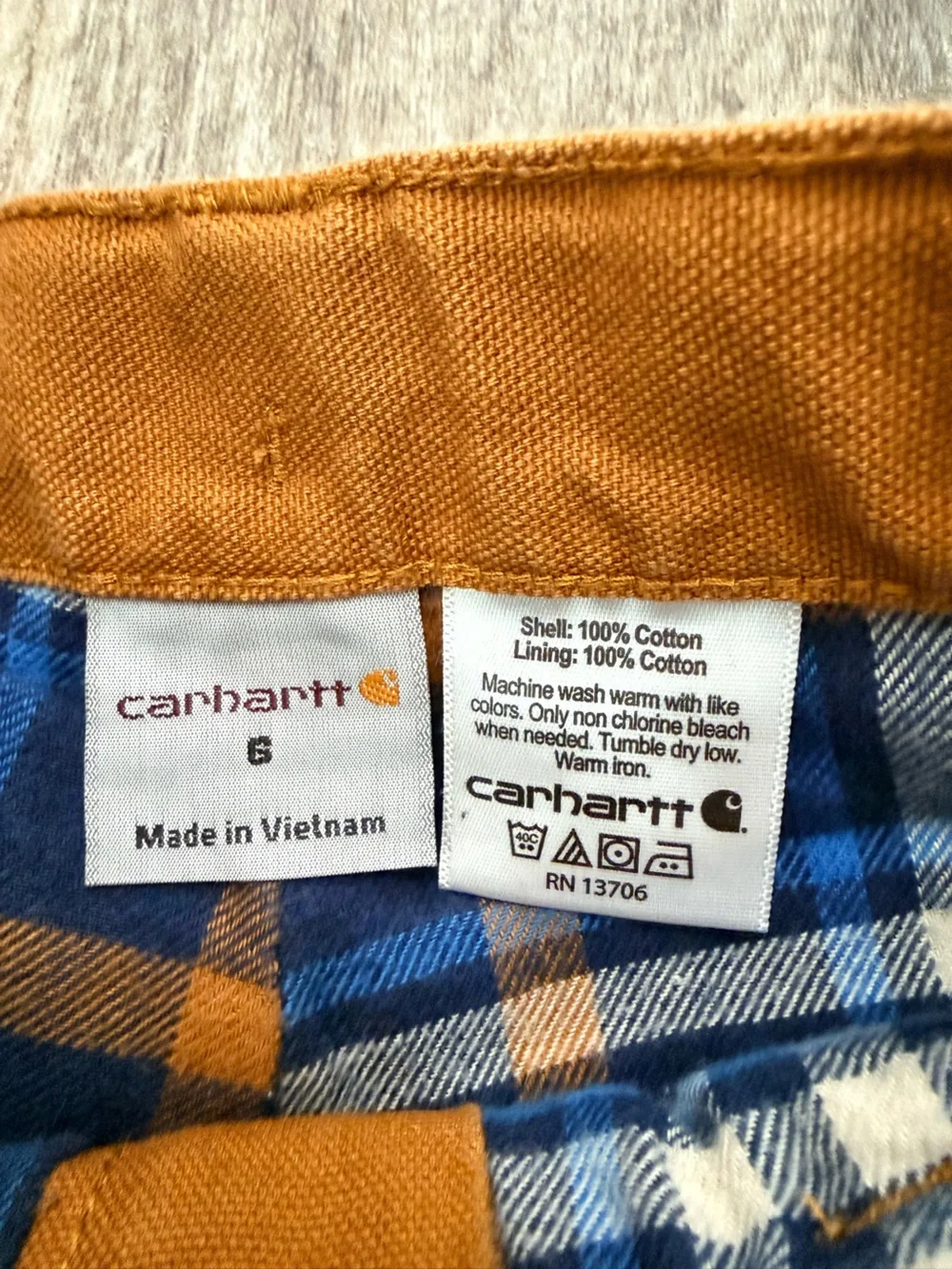 Carhartt Kids Boys Duck Canvas Dungaree Carpenter Pants Sz 8 Adjustable Waist
